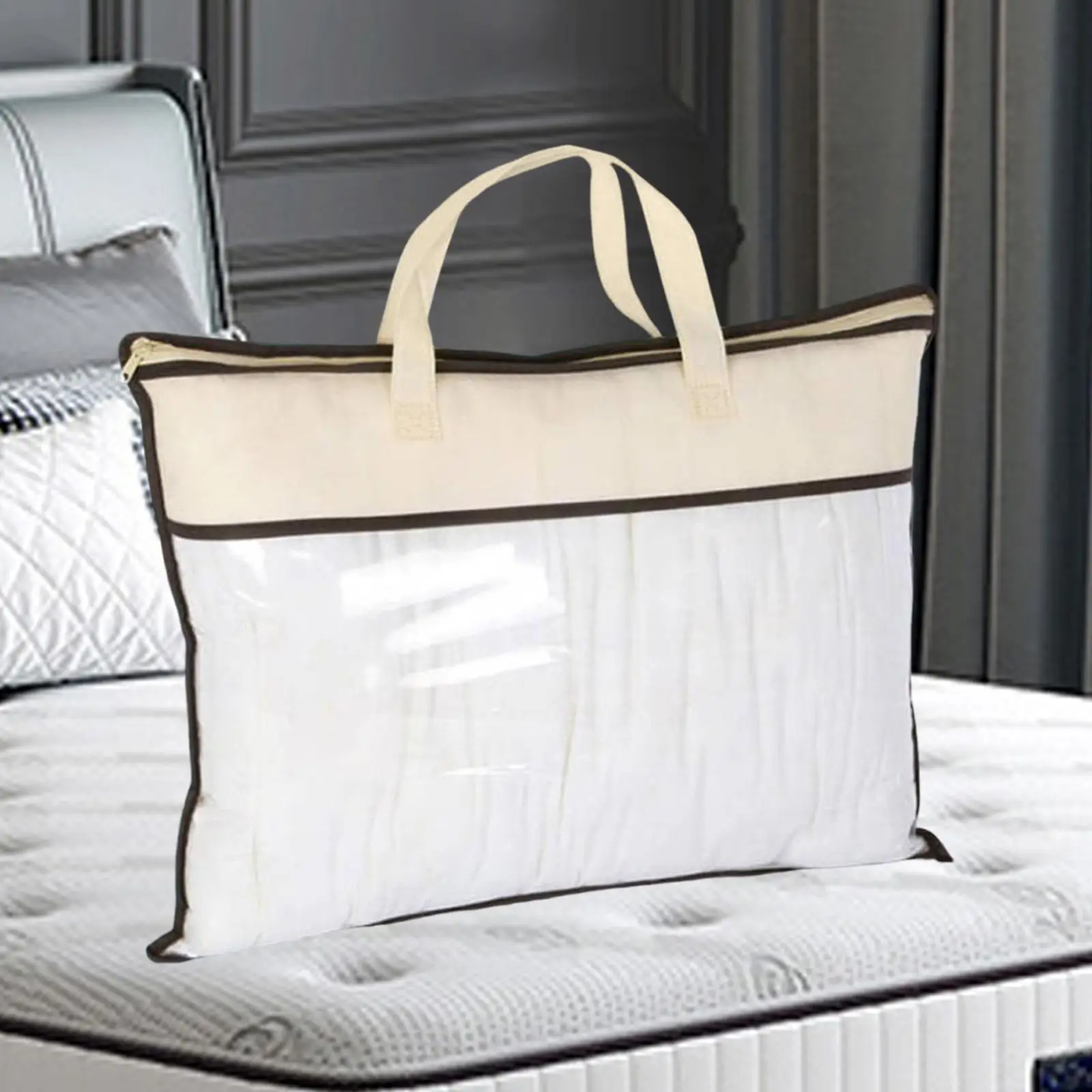 Almohadas, mantas, ropa de cama, bolsa organizadora plegable, contenedor de almacenamiento espacioso para edredón y edredón con cremallera para armario - imagen 2