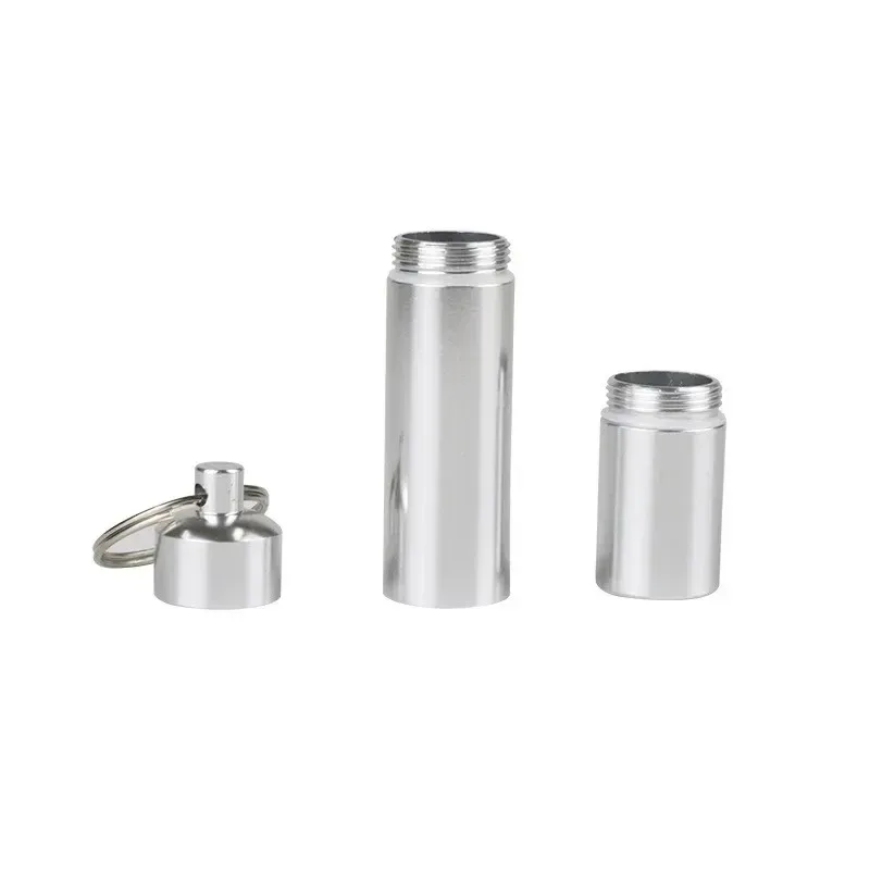 Estuche para cigarrillos a prueba de agua, caja para cigarrillos de aleación de aluminio plateada, soporte para cápsulas y palillos de dientes con llavero, regalo para hombre - imagen 4