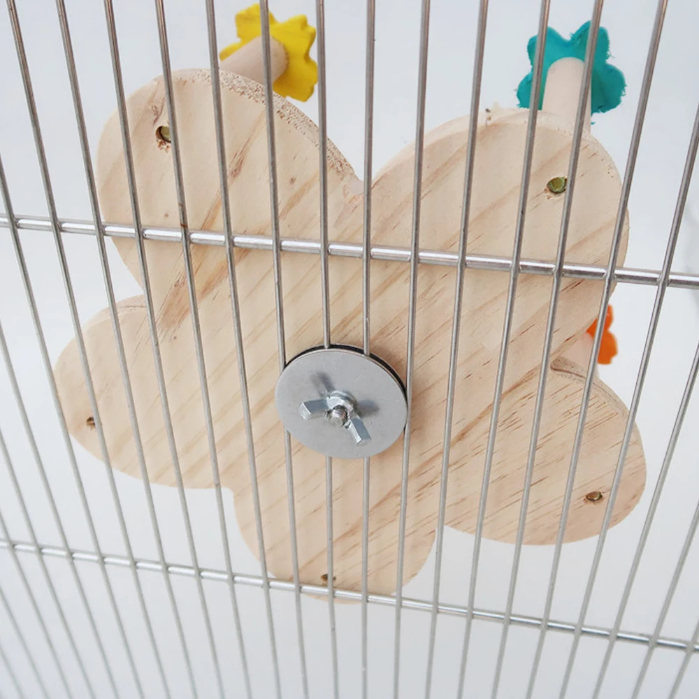 Juguete de noria para loros de madera con perchas, noria giratoria, juguete para pájaros con rodamientos, accesorios para jaulas con soporte para pájaros colgantes - imagen 5