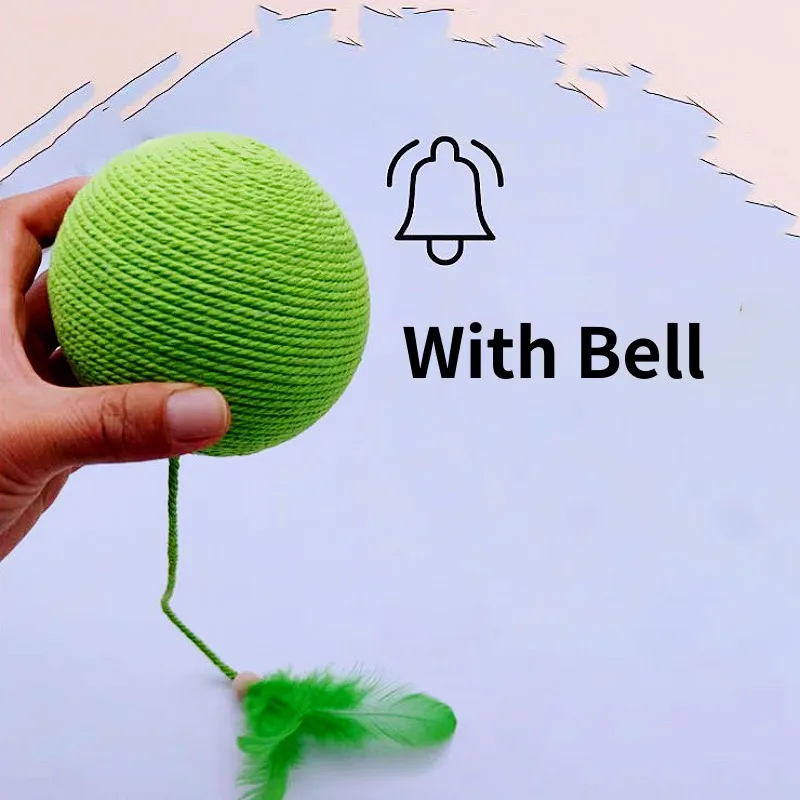 Juguete para gatos, juguetes interactivos de plumas para gatos, pelota de cuerda de algodón grande, juguetes para gatos, palos, juguete para gatos con campana, molienda de dientes, productos para mascotas - imagen 5