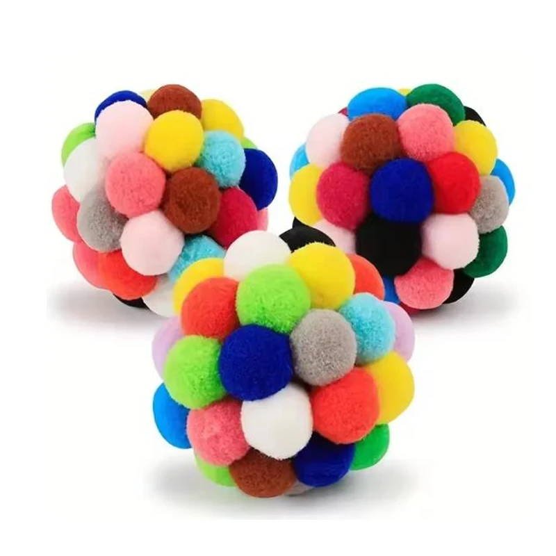 Juguetes para gatos, pelota de peluche para gatos, juguete para mascotas, campana elástica, bola alta, pelota de lana colorida para gatos, suministros para mascotas - imagen 2
