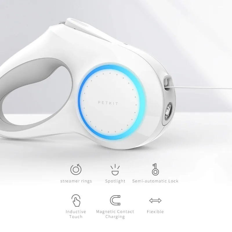 Petkit Correa retráctil LED para perros de 3 m para perros pequeños de hasta 66 libras Correa BrakDog recargable por USB con un botón y agarre cómodo - imagen 2