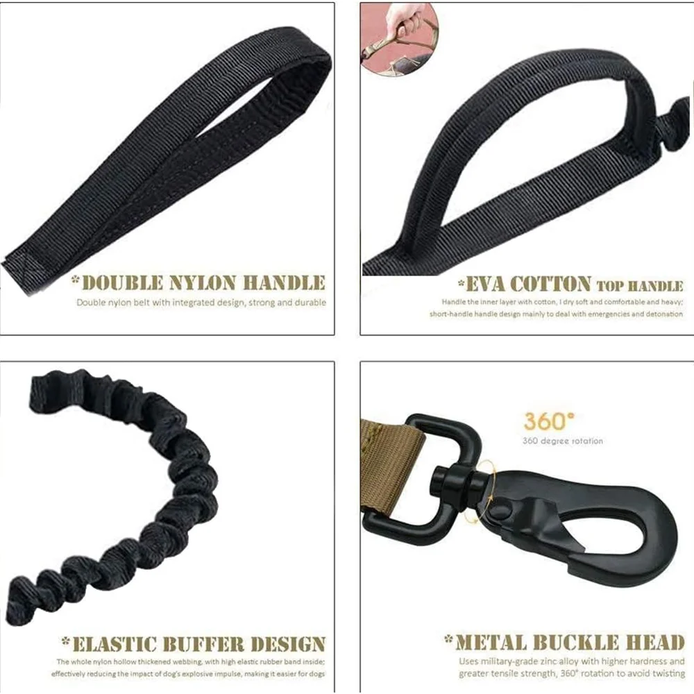 Juego de Collar y correa tácticos duraderos para perros, equipo ajustable de grado militar para mascotas, accesorios de entrenamiento para perros medianos a grandes - imagen 4