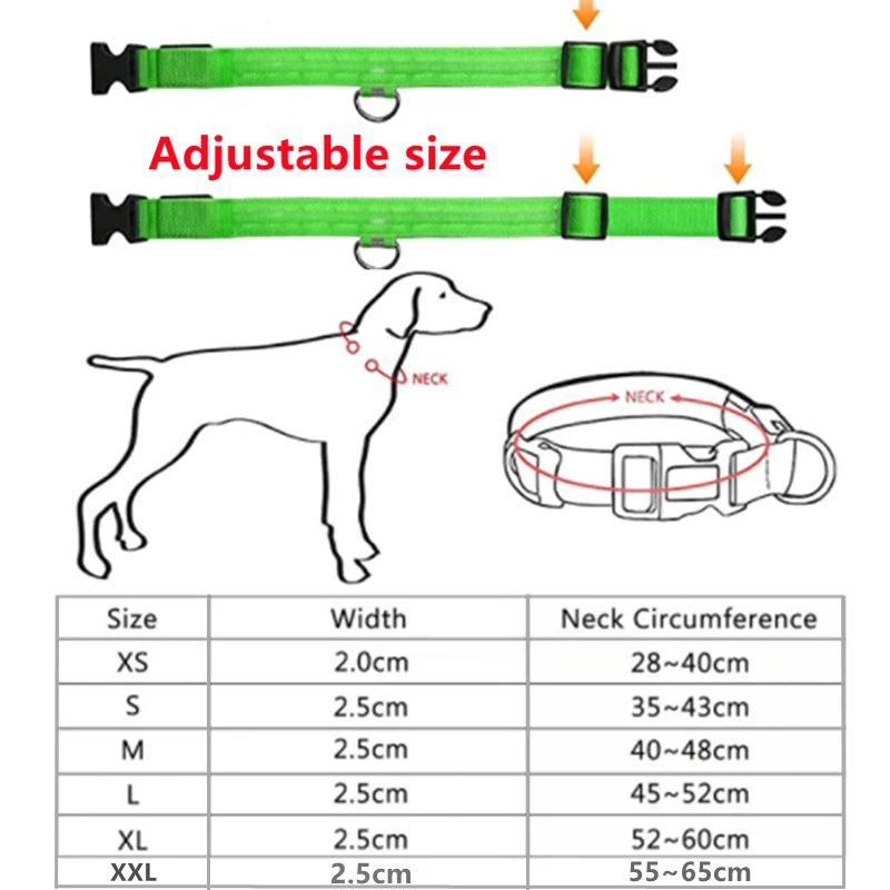 LED Glowing Dog Collar Adjustable Flashing Rechargea Luminous Collar Night Anti-Lost Dog Light HarnessFor Small Dog Pet Products - imagen 2