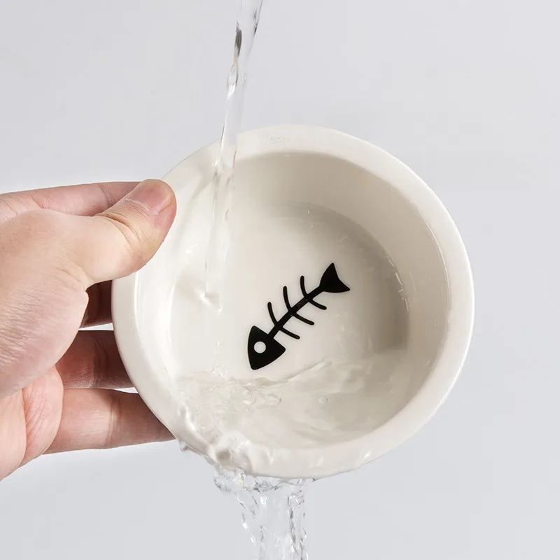 Cuencos dobles de cerámica para gatos, cuencos de bambú elevado, protector de columna Cervical para cachorros, alimentador de mascotas, contenedor de agua, vajilla para perros - imagen 3