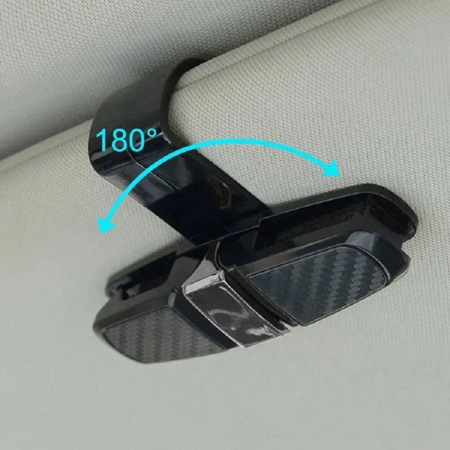 Montura de gafas de sol para coche, Clip de fibra de carbono para billetes, multifunción, caja de ojos creativa, tarjeta, Clip de doble cabeza a bordo - imagen 4