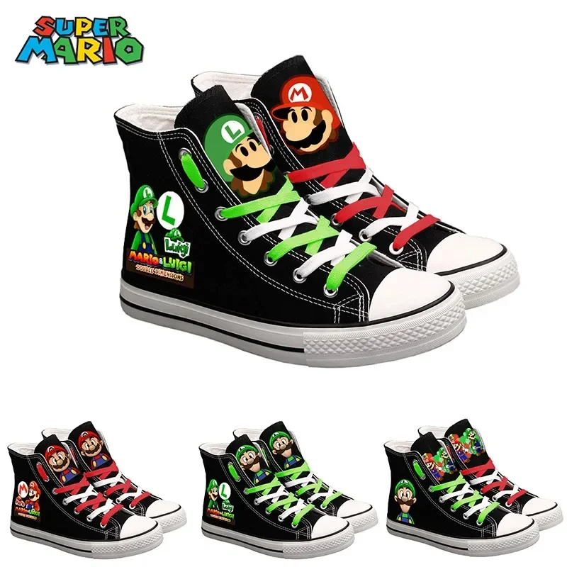 Super Marios Bros-zapatos de lona de alta calidad para hombre y mujer, zapatillas de deporte a la moda, ropa de calle para estudiantes, Cosplay de Mario Luigi, zapatos vulcanizados, regalo - imagen 2