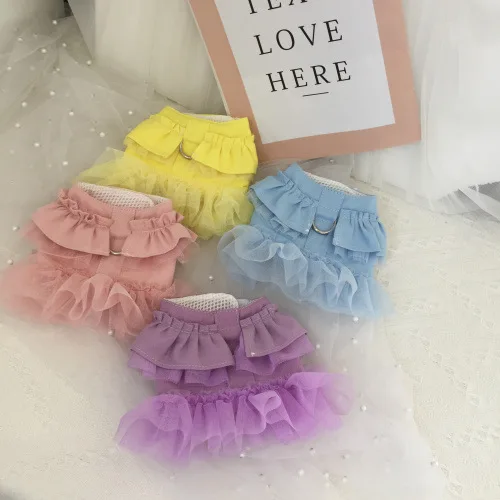 Ropa para perros, chaleco fino de primavera, falda, correa para el pecho, cuerda de tracción, gato, Teddy, perro pequeño, Collar para perro, accesorios para cachorros - imagen 2