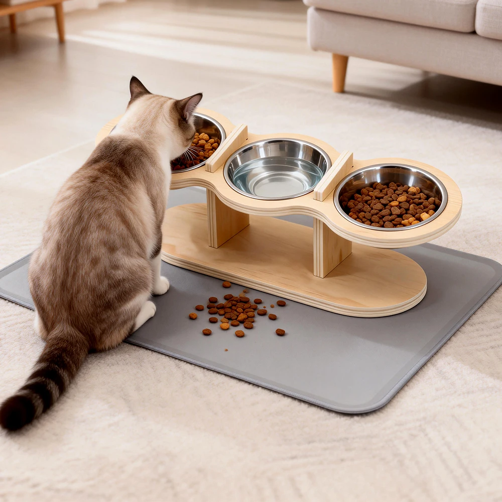 Comedero elevado para gatos y perros pequeños – Tazones de acero - imagen 3