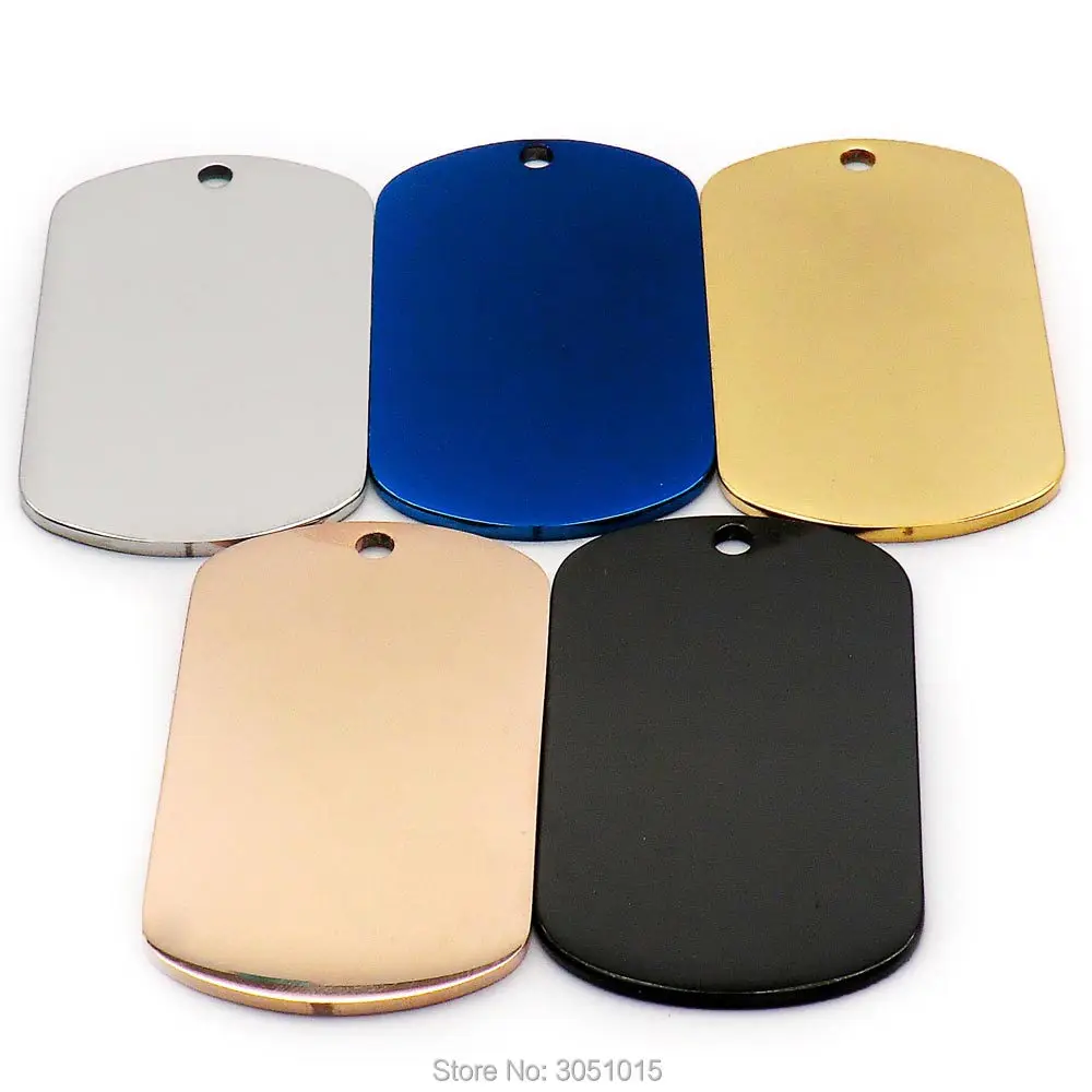 Venta al por mayor, 100 Uds., material de acero inoxidable, tarjeta militar, etiqueta de identificación personalizada para mascotas, fuente artística para gatos, efecto espejo de doble cara - imagen 4