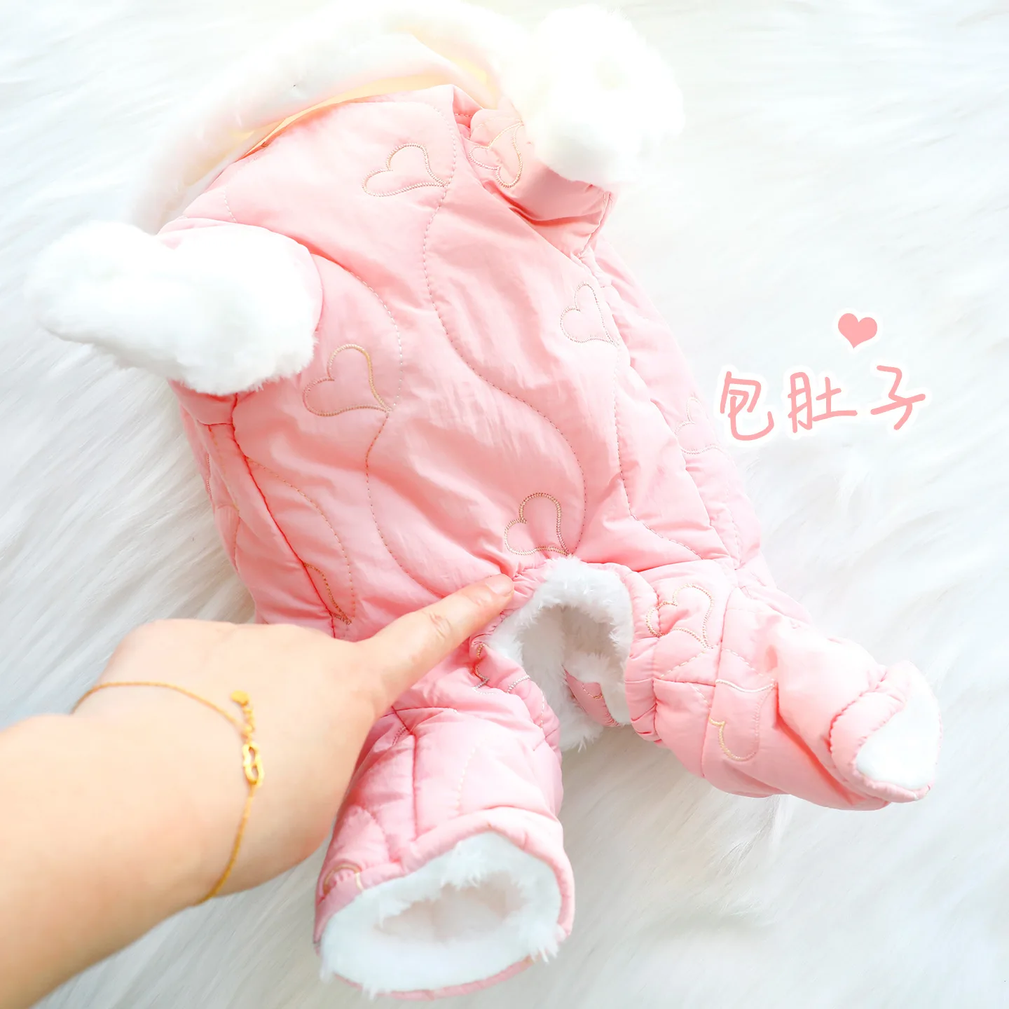 Ropa para perros, abrigo de algodón grueso para envolver el vientre, Chaqueta de algodón de Estilo Princesa para perros pequeños, ropa de peluche para invierno y otoño - imagen 4