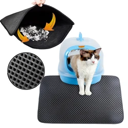 Almohadilla de arena antideslizante de doble capa para gatos, alfombrilla para arena para mascotas, inodoro de cuero, almohadilla limpia impermeable para gatos, accesorios de limpieza para el hogar