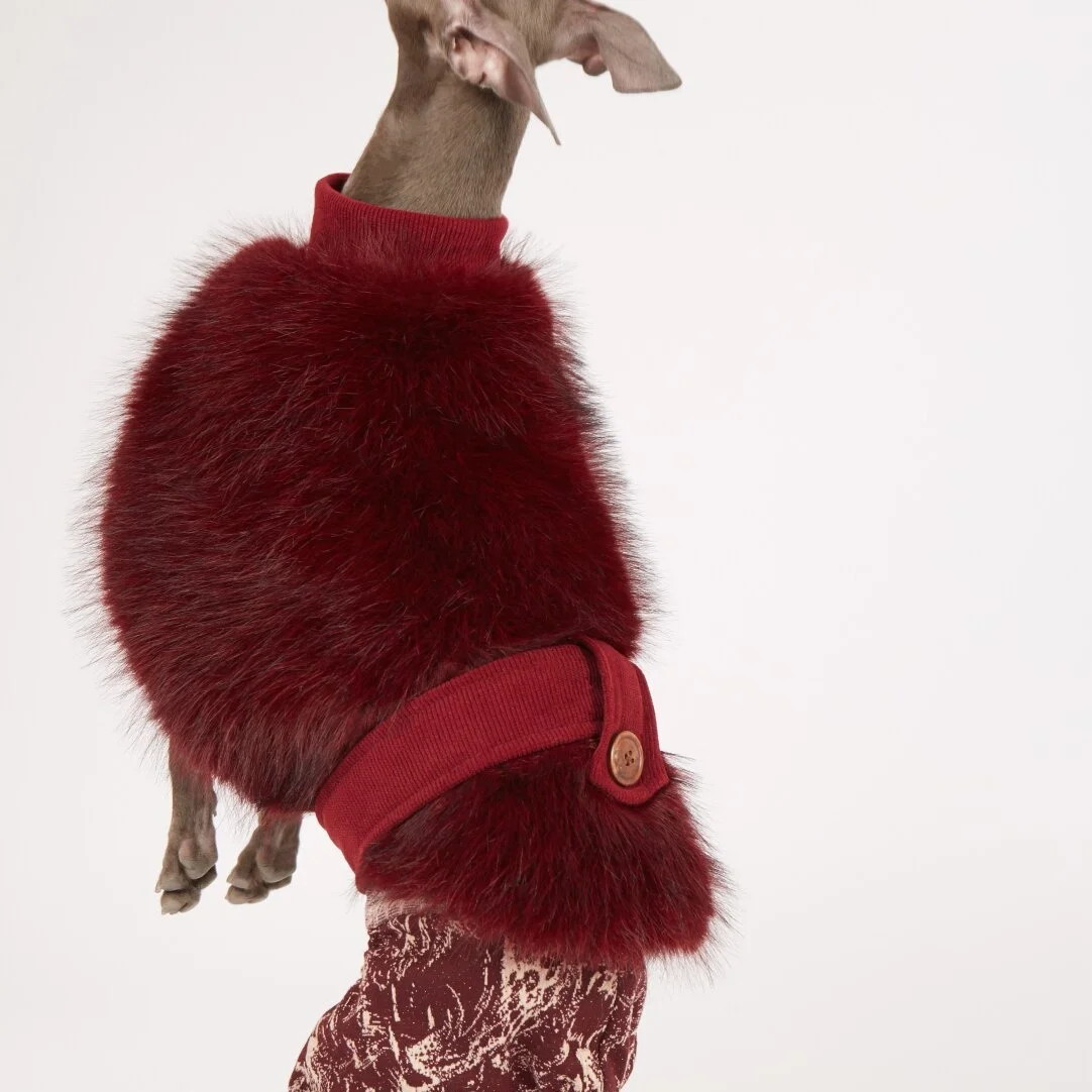 Abrigo de felpa roja para galgo italiano y whippet – Chaqueta invierno - imagen 4