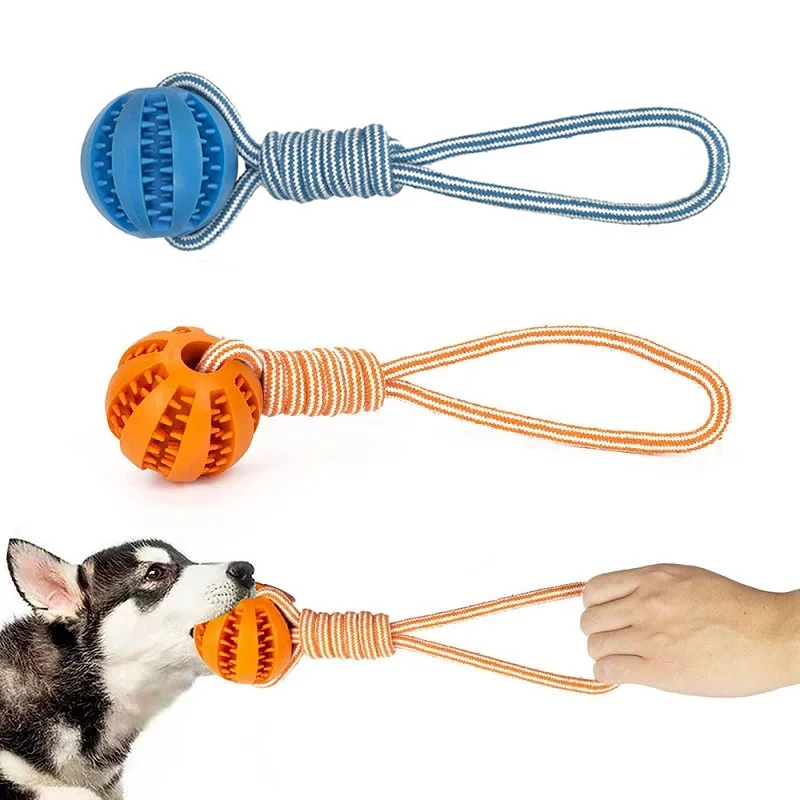 Bolas de golosinas para mascotas con cuerda, bolas interactivas de goma para perros con fugas, juguete para perros pequeños y grandes, juguetes resistentes a mordeduras, suministros para mascotas