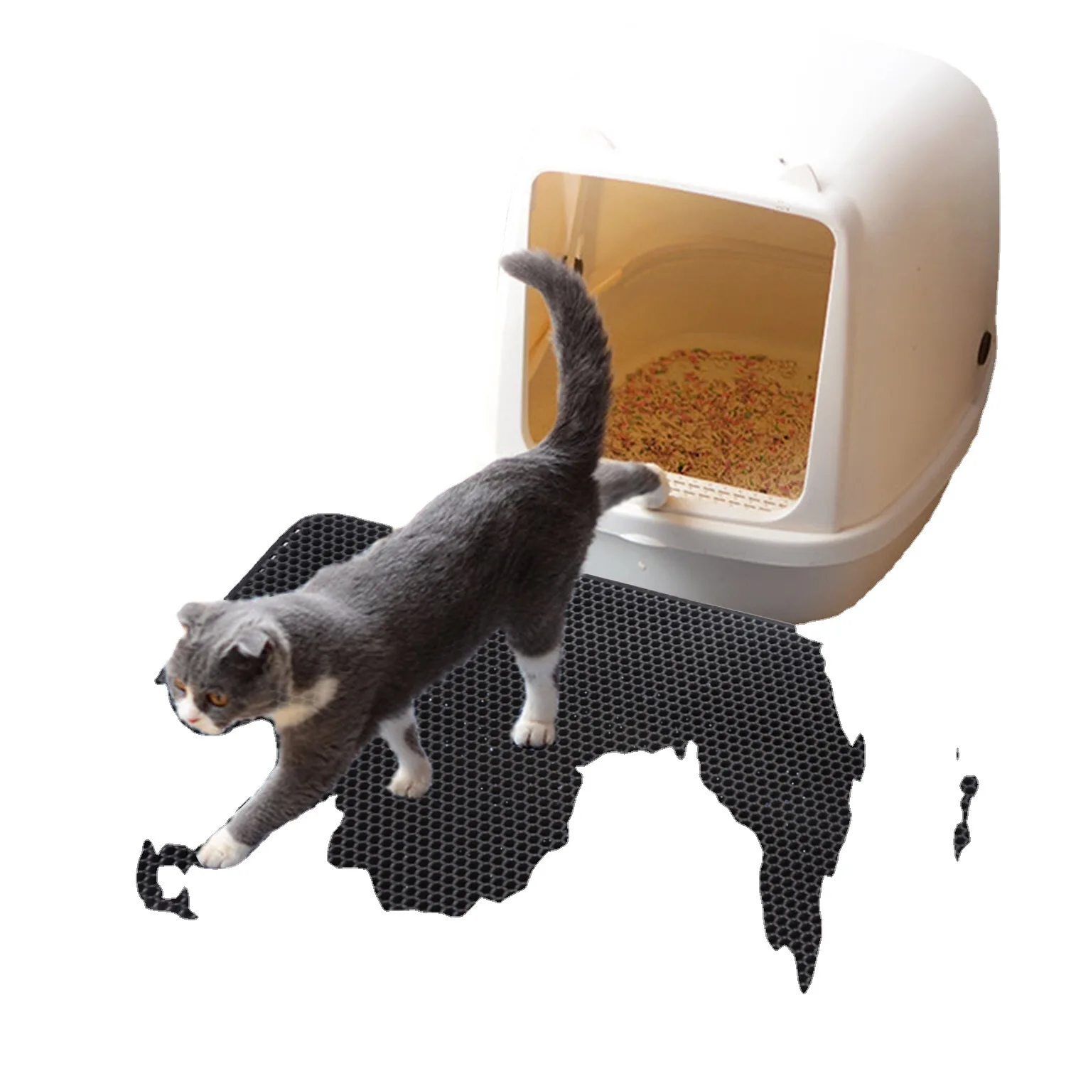 Almohadilla de EVA de doble capa para arena de gato, colchón impermeable antideslizante con filtro, lavable, para perros y gatitos, suministros de limpieza para mascotas - imagen 3