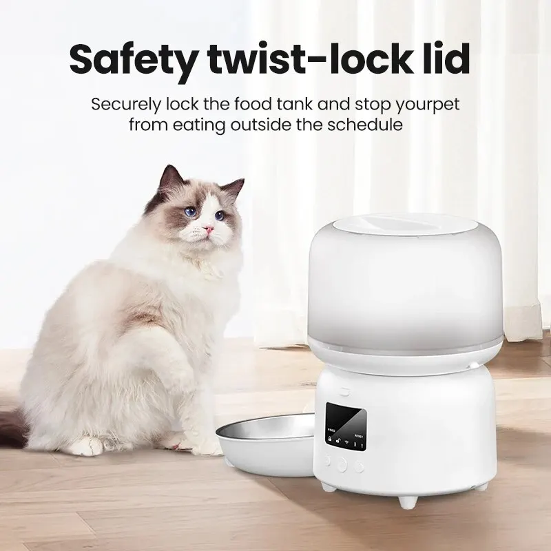 ROJECO-comedero automático para mascotas de 3L, dispensador de comida inteligente para gatos, bonito alimentador automático para gatos, botón WiFi, Control remoto, dispensador de alimentación para perros