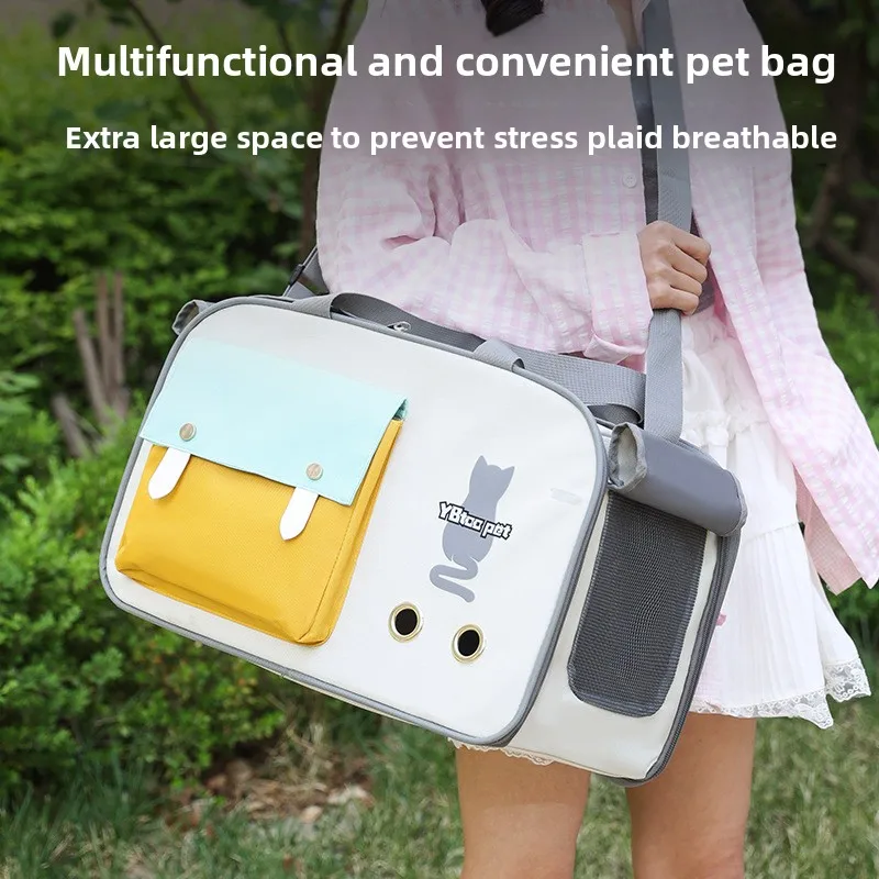 Bolsa portátil para gatos, bolsa oblicua portátil de gran capacidad, ventilada, transpirable, antiestrés, bolsas para mascotas de gran tamaño - imagen 2