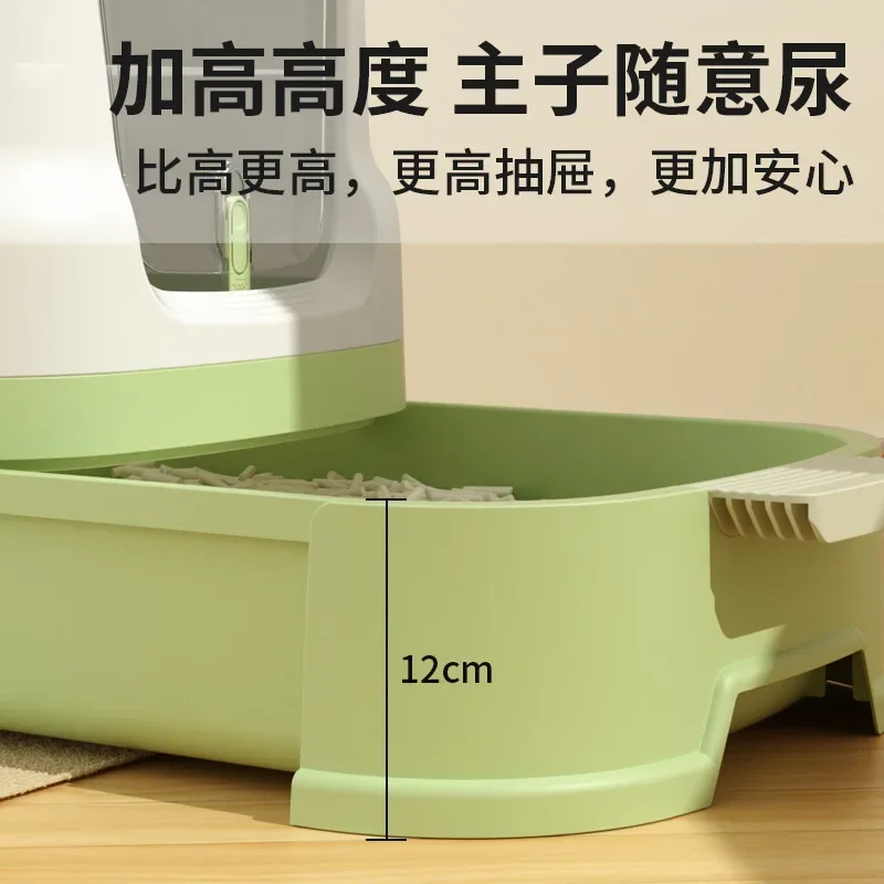 Caja de arena para gatos con cola rizada, cajón de inodoro cerrado para mascotas, desodorante grande a prueba de salpicaduras, gran espacio para gatos, artículos para mascotas - imagen 3