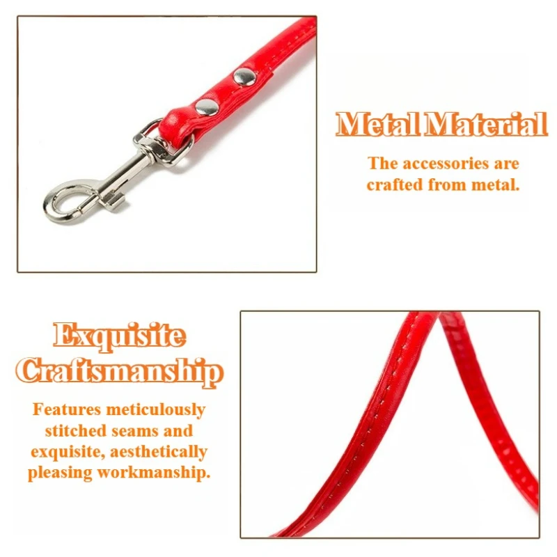 Correa para perro de cuero PU, mina de entrenamiento redonda sin enredos con gancho seguro, cómoda correa para caminar para cachorros - imagen 3