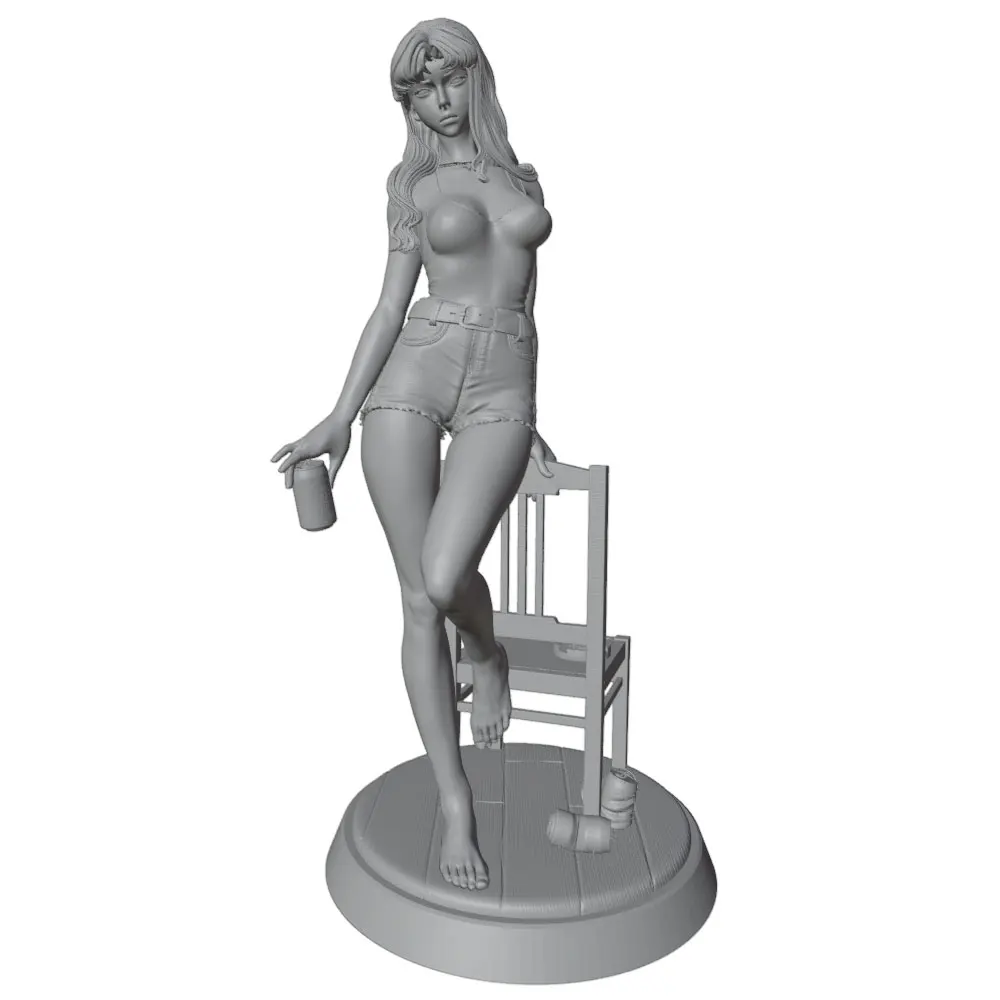 Kit figura chica sexy resina gris impresa 3D hazlo tú mismo sin montar - imagen 2