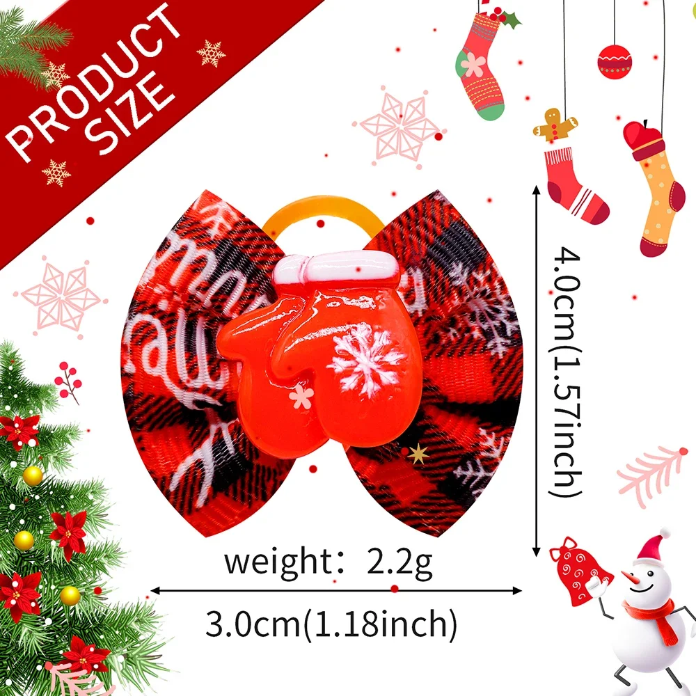 50/100 Uds. Lazos navideños para perros, lazos navideños para el cabello, bandas de goma, suministros para mascotas, accesorios de aseo para perros - imagen 2