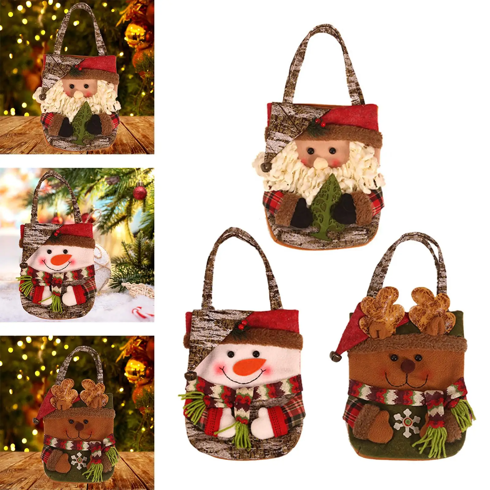 Christmas Gift Bag Reusable Party Supplies Christmas Treat Bags with Handle Candy Bag for Holiday Event Wedding Shopping Party