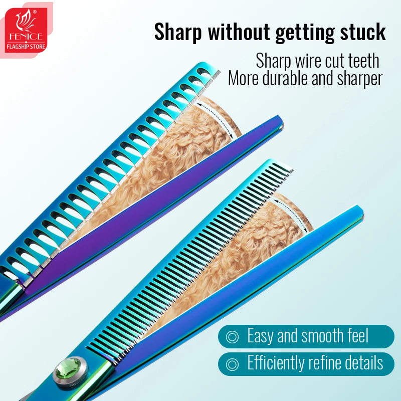 Fenice-Tijeras de belleza para perros JP440C, juego de tijeras rectas, curvadas, más delgadas y gruesas, de acero, 7,5 pulgadas - imagen 5