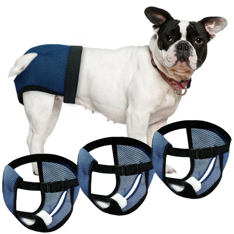 Pañal reutilizable para perros, bragas ajustables para mascotas para perros y mujeres, pañales lavables para perros con 3 pañales, pantalón fisiológico transpirable para perros - imagen 3
