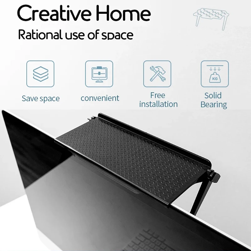 Estante de almacenamiento superior para pantalla de TV, estante de almacenamiento ajustable para Monitor, soporte de exhibición de escritorio para ordenador, estante de almacenamiento para enrutador de TV, organizador para el hogar - imagen 3