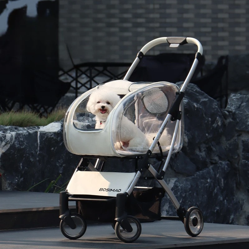 Carrito de paseo 4 ruedas plegable desmontable para cachorros y gatos - imagen 2
