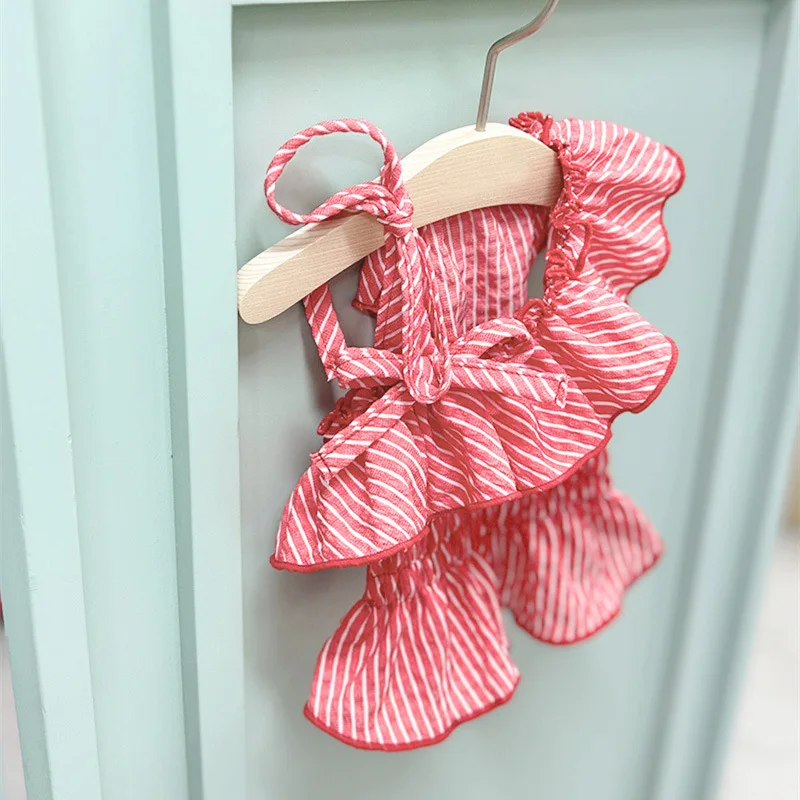 Chaleco de hombro inclinado a rayas para mascotas, vestido de estilo princesa para perros, falda con tirantes para gatos, top para mascotas de peluche - imagen 2