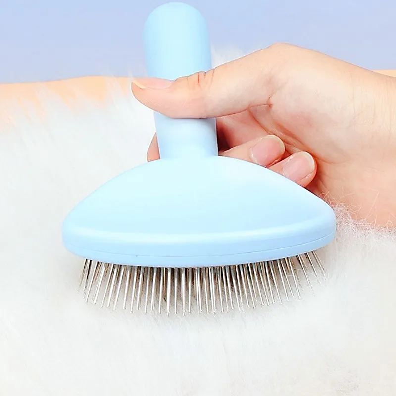 Cepillo de masaje para perros y gatos, peines de acero inoxidable para el cuidado de perros, removedor de pelo de mascotas, mango largo, accesorios para mascotas - imagen 4