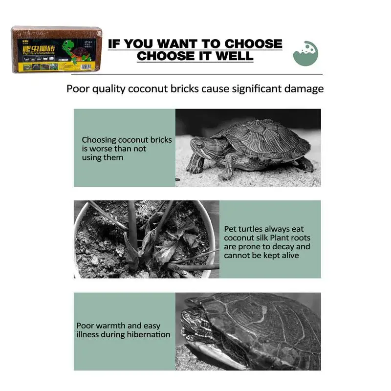 Ropa de cama de cáscara de coco de sustrato de reptil, ladrillo de sustrato de cocofibra Natural, accesorios de Habitat de tortuga - imagen 3