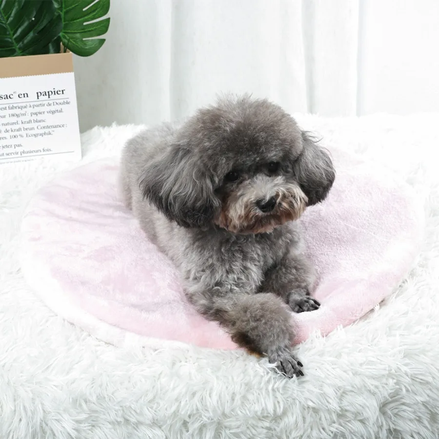 Las almohadillas redondas de felpa para mascotas de otoño e invierno son adecuadas para que los perros lean en cómodamente, mantienen el calor en casa y en los coches. - imagen 2