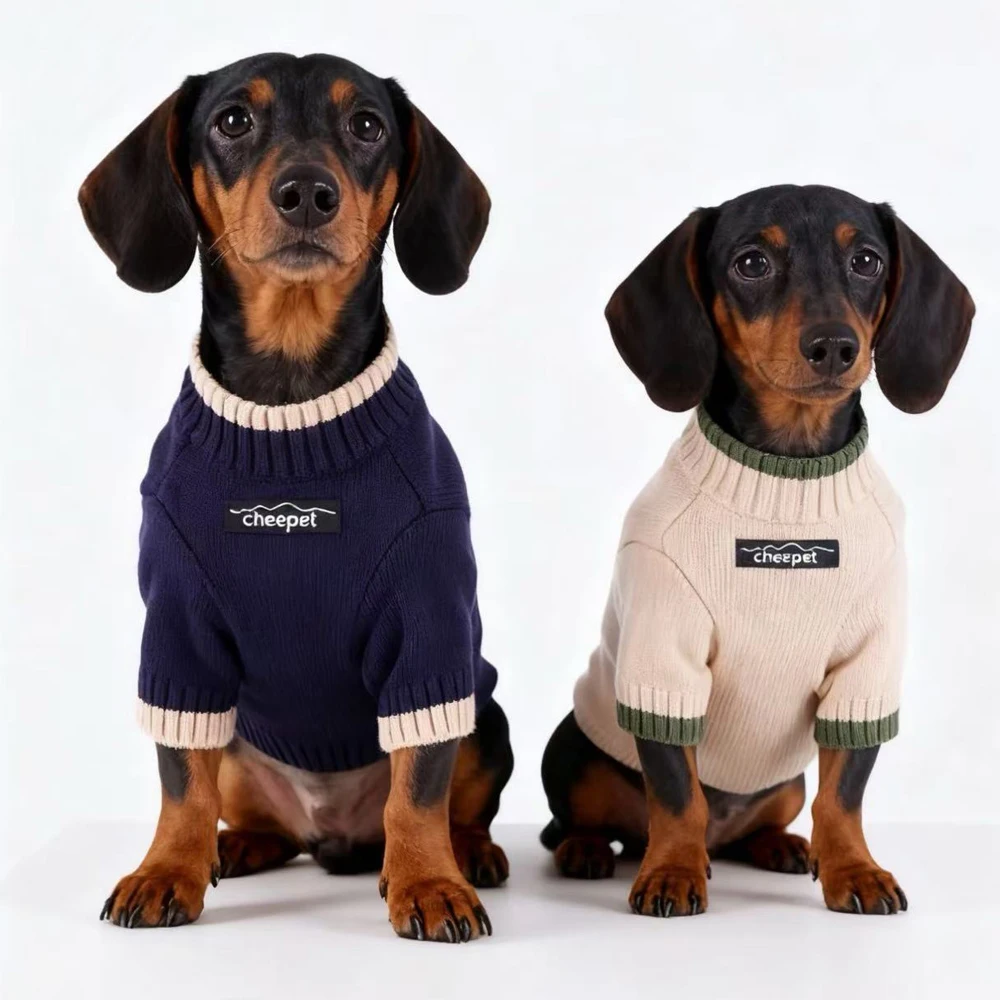 Suéter cálido para perros Wiener en invierno, abrigo suave tejido a mano para perros tejón en otoño, ropa de descanso para perros salchicha
