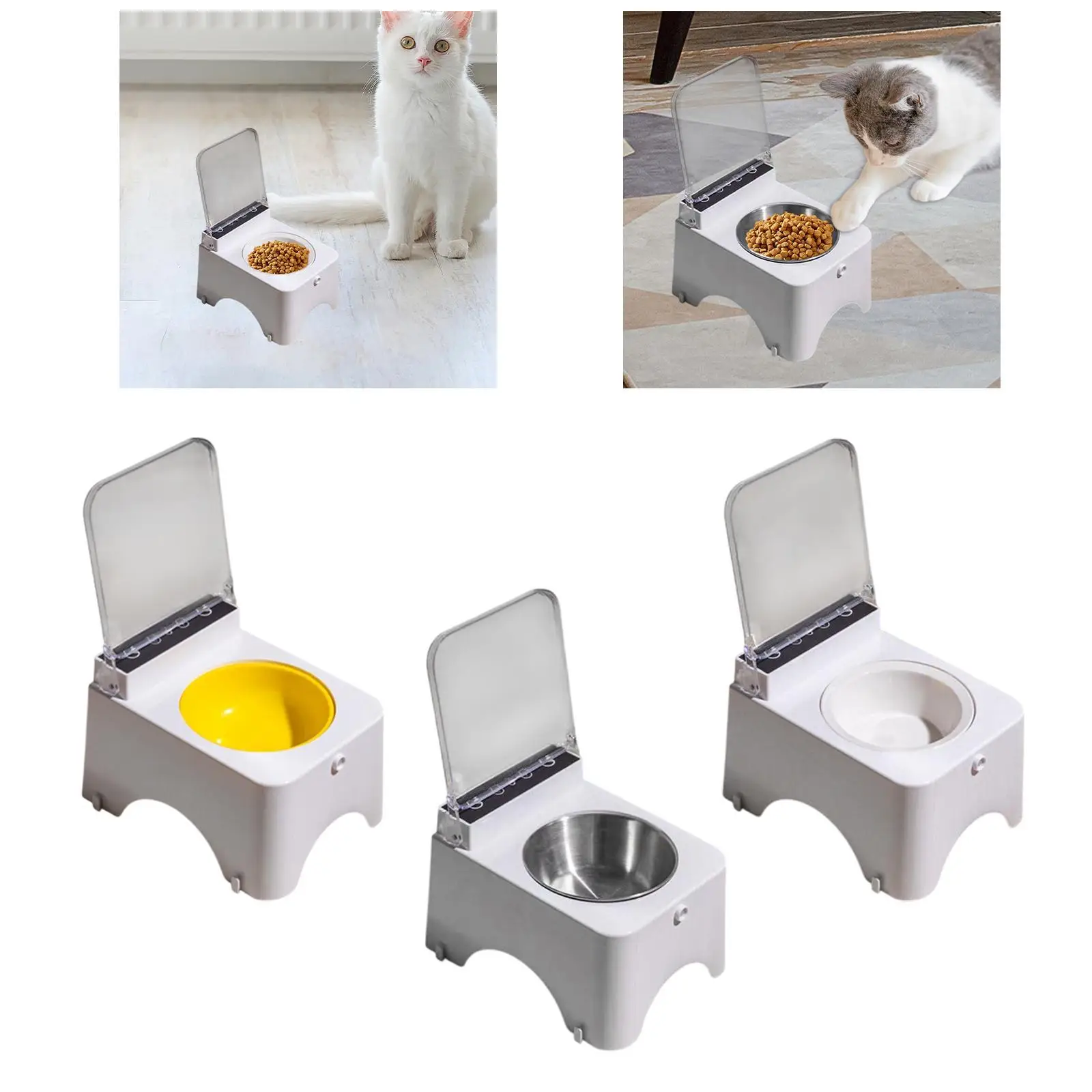 Tilted Raised Cat Bowl Auto Open Cover Pets Supplies Pet Feeding Bowl Smart Pet Feeder