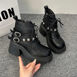 Botines de tacón alto para mujer, zapatos de diseñador gruesos, vestido de moda, zapatos de tacón para mujer, botas Chelsea góticas de lujo acogedoras para invierno