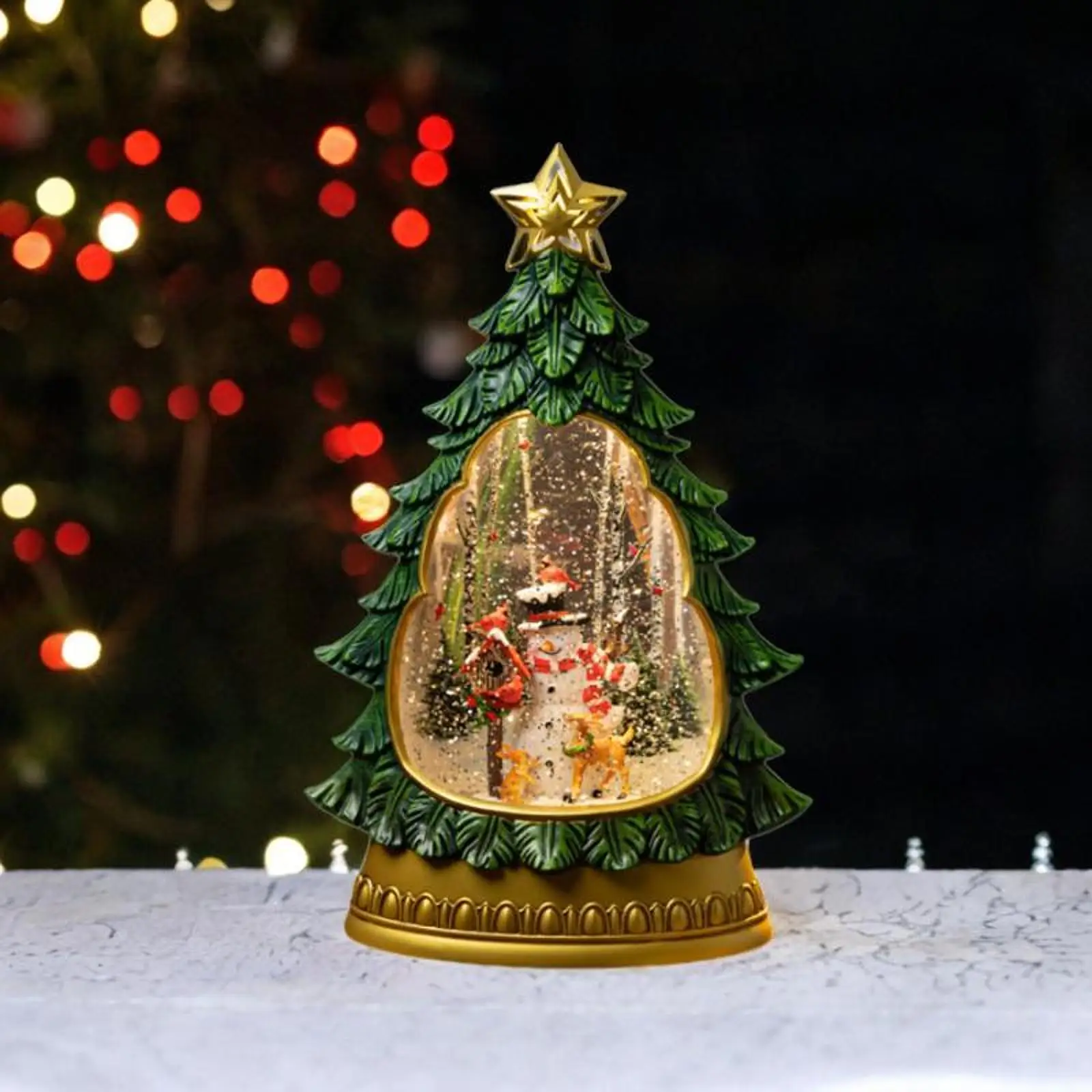 Christmas Tree Music Box Decor Creative Kids Girls Gift Light up Musical Box Ornament for Shops Cafes Desktop Holiday Wedding