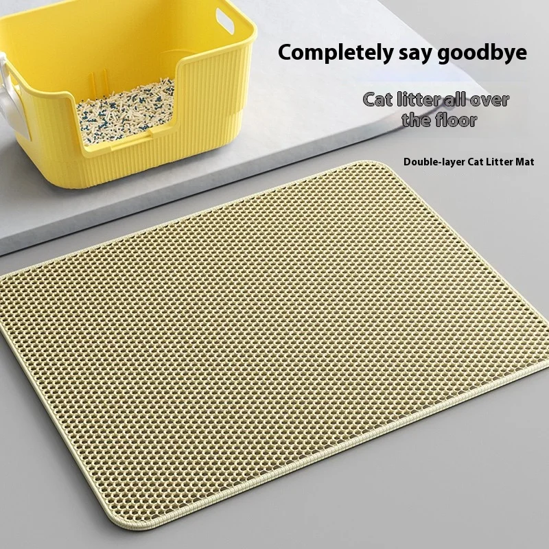 Estera de arena para gatos Diseño de 2 capas Tecnología de captura de arena premium Base impermeable Protector de suelo antideslizante para mascotas para gatos de interior - imagen 3