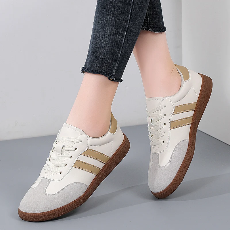 Nuevas zapatillas de deporte de moda para mujer, zapatos planos informales de tendencia de primavera, zapatos de plataforma vulcanizados blancos cómodos para mujer - imagen 3