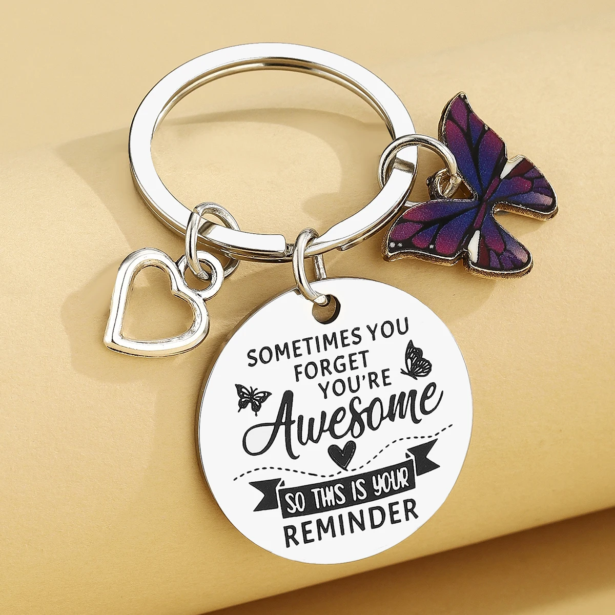 Llavero mariposa morada - regalo para dueños de gatos y perros