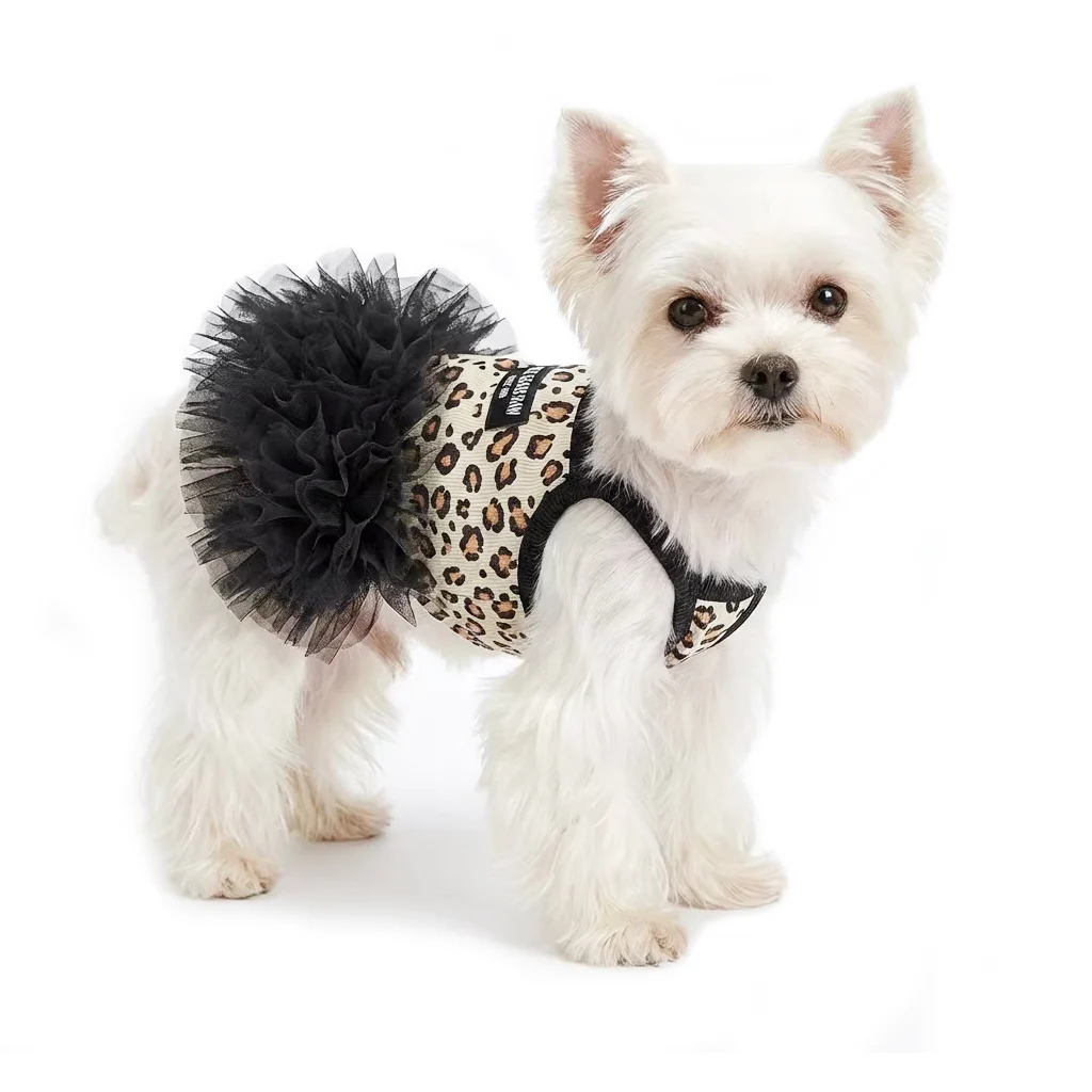 Vestido con tul para perros pequeños - falda leopardo estilo princesa - imagen 2