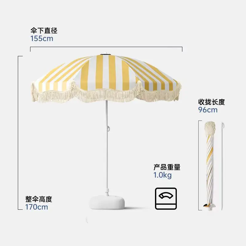 Sombrilla extensible para mascotas con borlas, jardín y playa - imagen 3