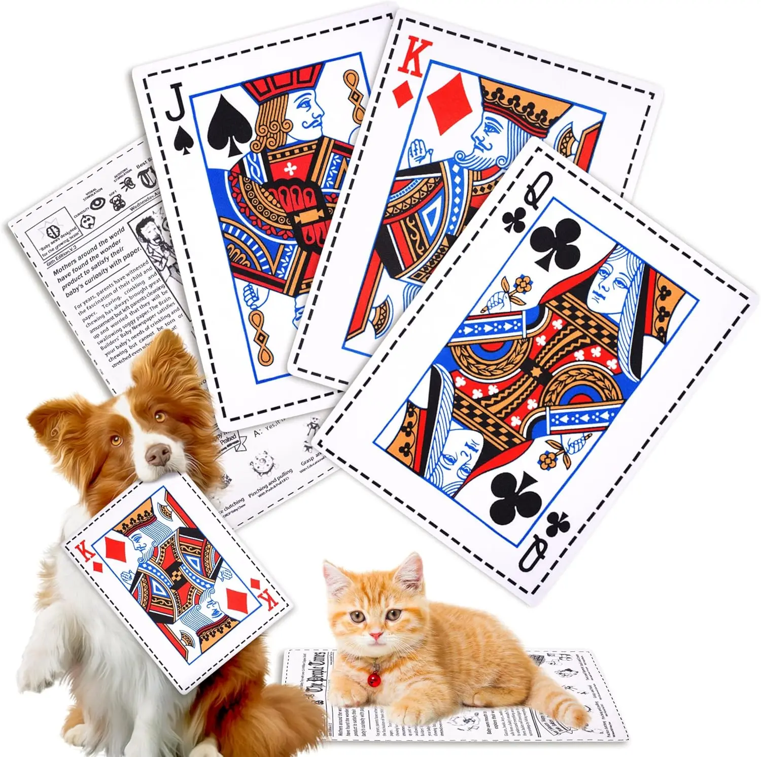 4 Uds. Divertidos juguetes para perros chirriantes de póker de periódico, juguetes interactivos de felpa con papel arrugado para perros pequeños, medianos y grandes - imagen 4