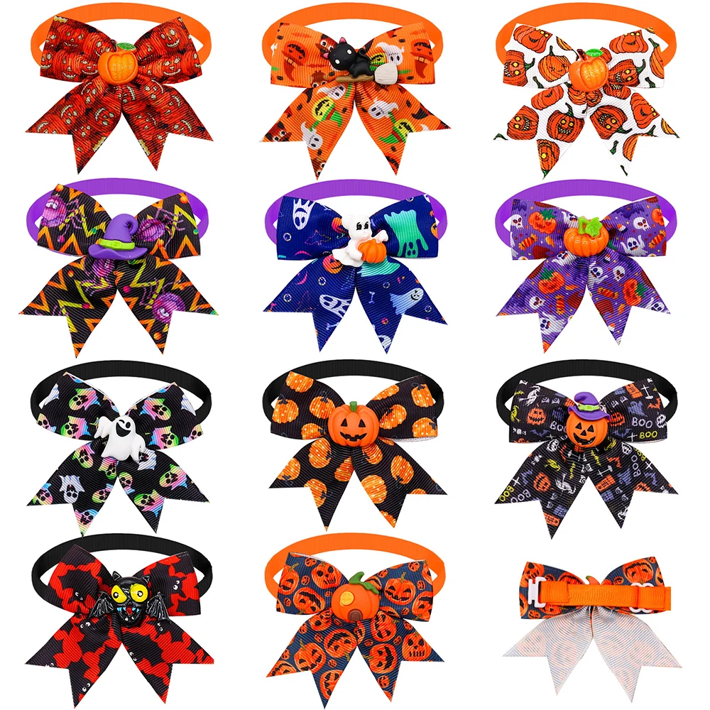 Pajarita para perro pequeño y gato, suministros para Halloween, corbatas para mascotas, accesorios para perros pequeños, 50/100 Uds.