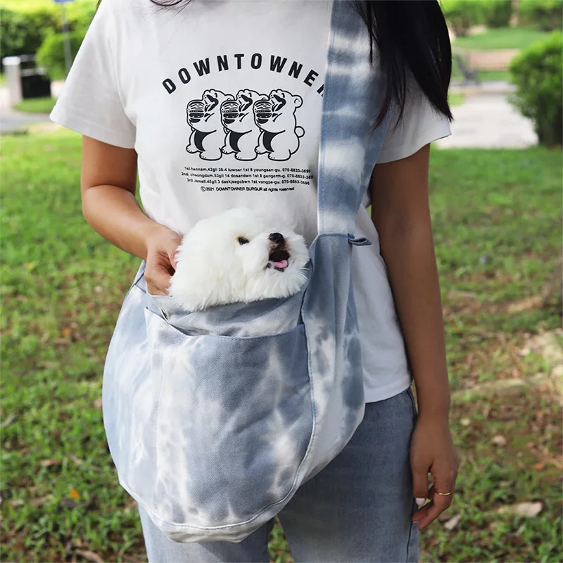 Bolsas de transporte de lados suaves para mascotas, bolso de hombro para viajes al aire libre, mochila portátil para perros pequeños, suministros para mascotas, Tie Dye - imagen 3