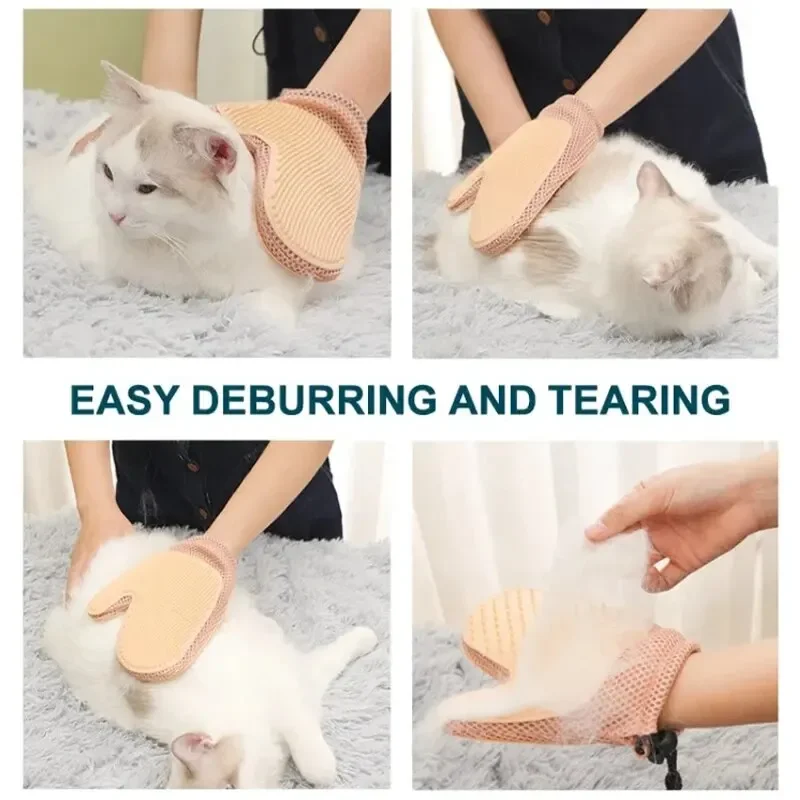 1 unidad, guantes removedores de pelo de mascotas de doble cara, guantes de aseo para mascotas, guantes de cepillos de deshedding suaves, para manopla de deshedding de perros y gatos, - imagen 4