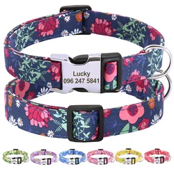 Collar estampado floral para perro y gato grabado gratuito