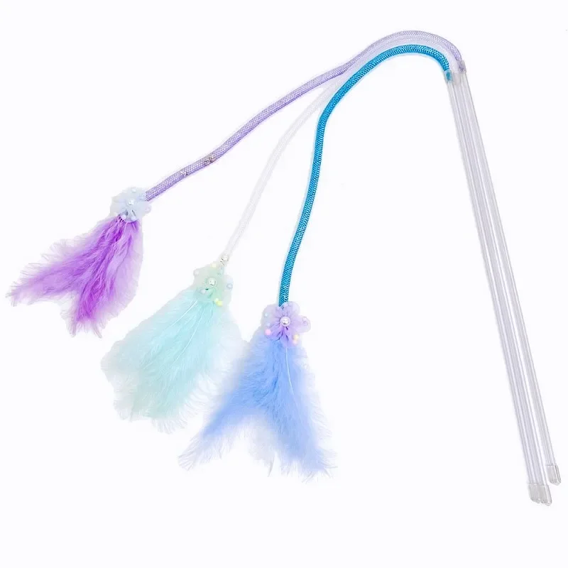 Juguete para gatos, rompecabezas de plumas para gatos, borla de malla elástica, juguetes interactivos de plumas para gatos, palo de rompecabezas con campana, productos para mascotas - imagen 2