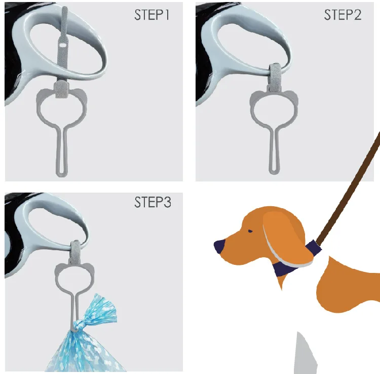 Dispensador de bolsas para perros, portador de residuos manos libres, suministros de limpieza para mascotas, Correa dispensadora de bolsas para excrementos - imagen 4